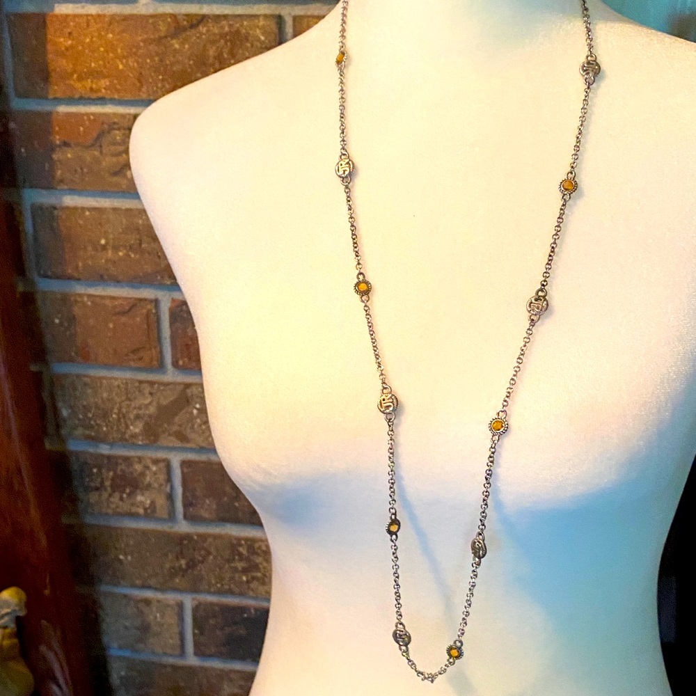 Beautiful 😻 Judith Ripka station Amber stone necklace♥️🍒🍒🐆